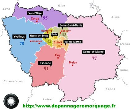 carte Île-de-France, enlèvement épave gratuit